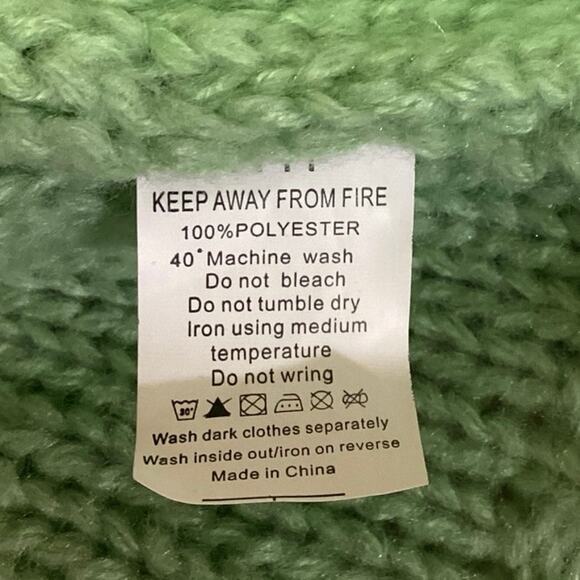 Sunday Up Green V Neck Popcorn Crochet Knit Button Down Cardigan Sweater Top S - Picture 5 of 5